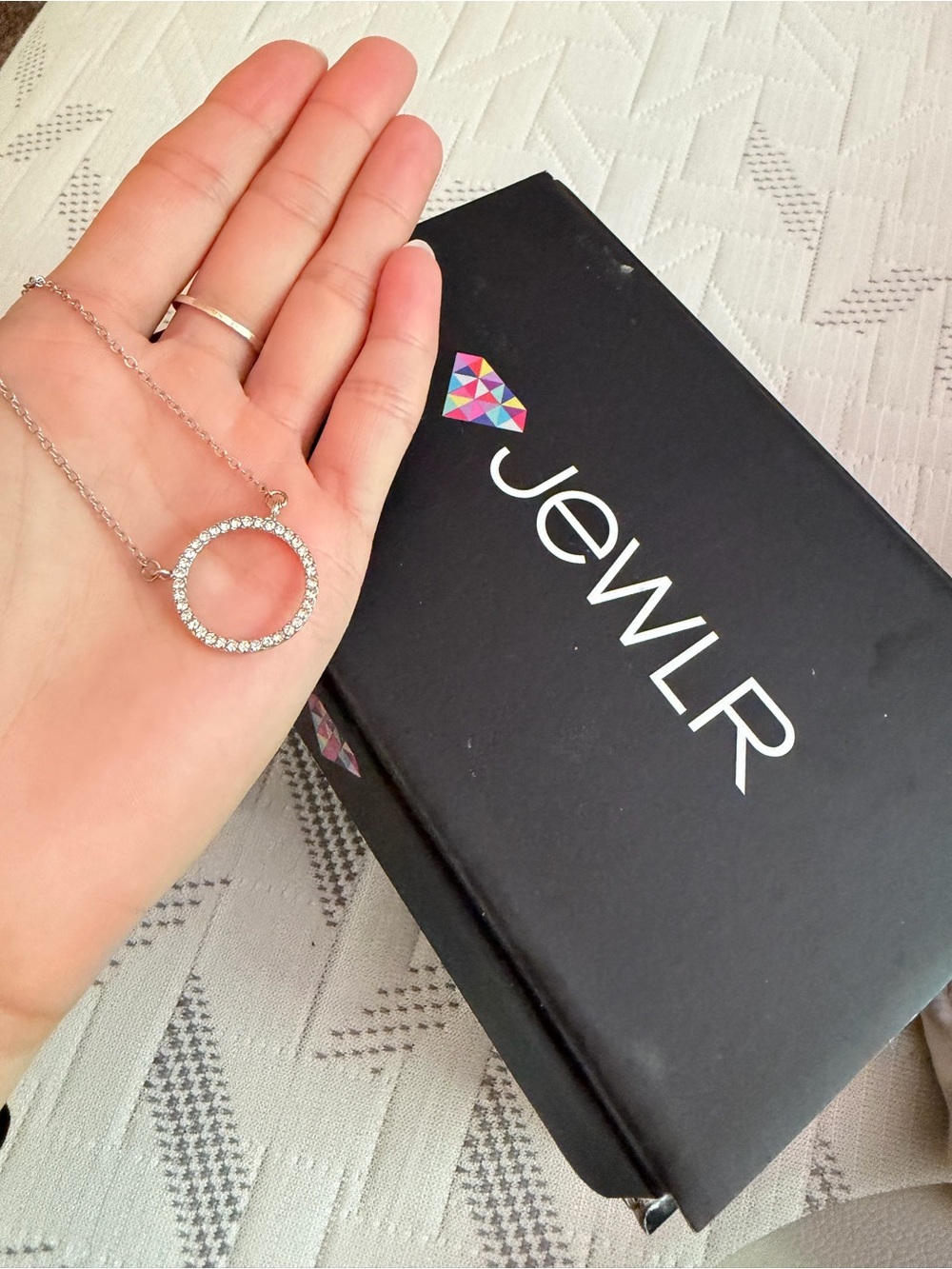 Silver Crystal Open Circle Necklace - Sparkling Silver Pendant
